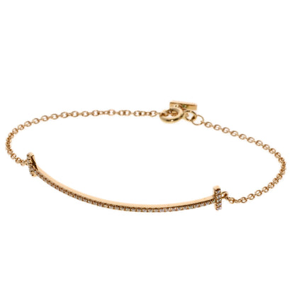 TIFFANY&Co. T Smile Small Diamond Bracelet K18 Pink Gold Ladies [Used]