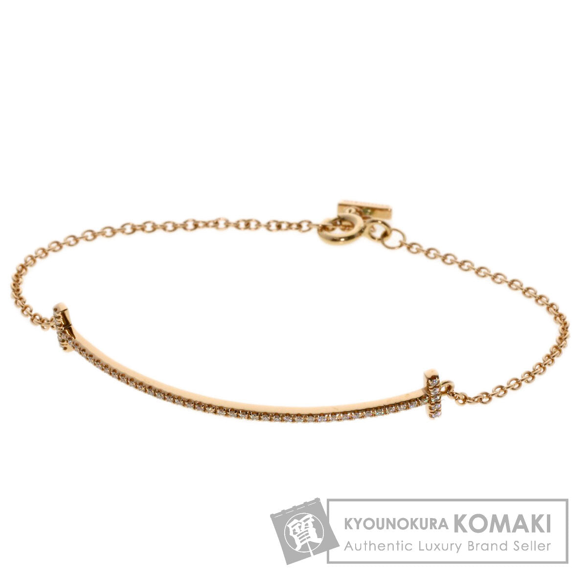 TIFFANY&Co. T Smile Small Diamond Bracelet K18 Pink Gold Ladies [Used]