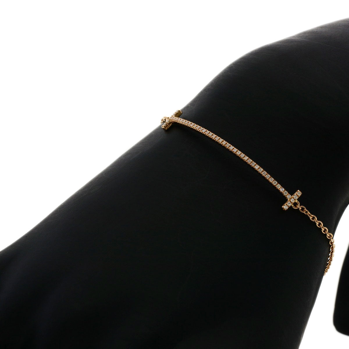 TIFFANY&Co. T Smile Small Diamond Bracelet K18 Pink Gold Ladies [Used]