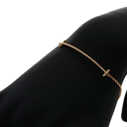 TIFFANY&Co. T Smile Small Diamond Bracelet K18 Pink Gold Ladies [Used]
