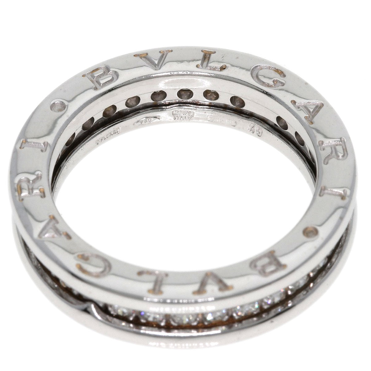 BVLGARI B-zero1 B-zero1 1 band Diamond #49 Ring K18 White Gold Ladies [Used]