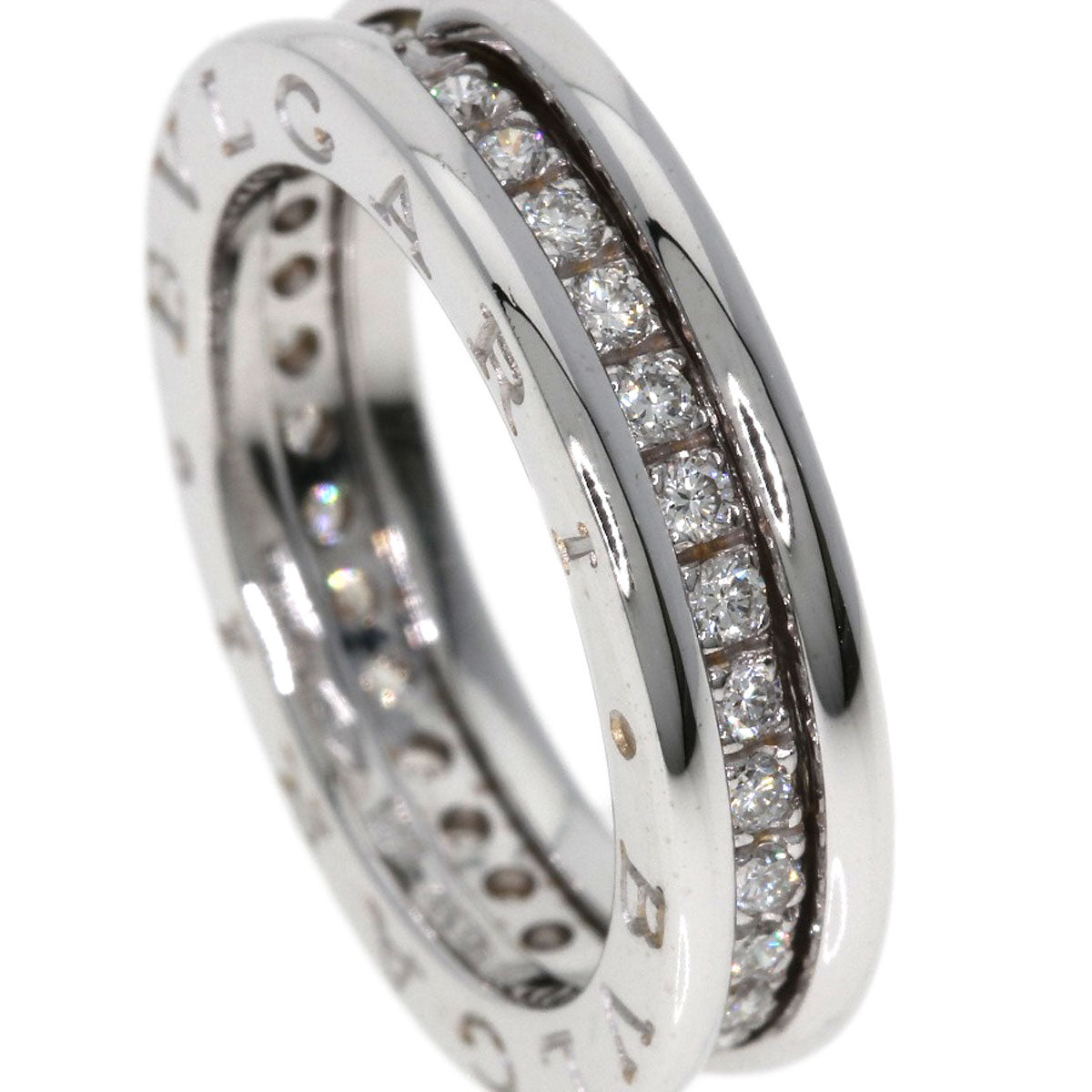 BVLGARI B-zero1 B-zero1 1 band Diamond #49 Ring K18 White Gold Ladies [Used]