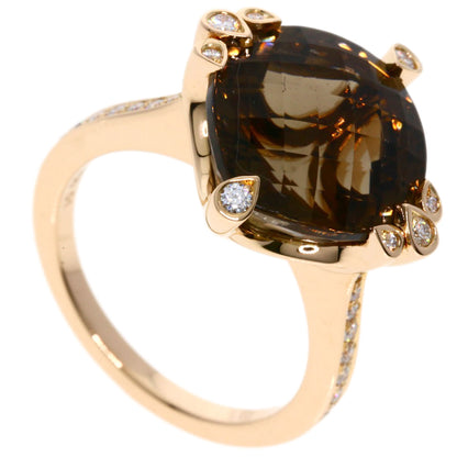 CARTIER Indian Mystery Smoky Quartz Diamond #51 Ring K18 Pink Gold Ladies [Used]