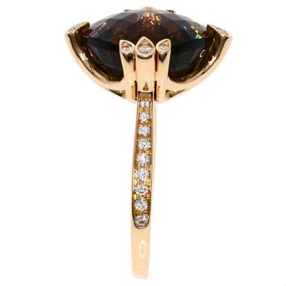 CARTIER Indian Mystery Smoky Quartz Diamond #51 Ring K18 Pink Gold Ladies [Used]