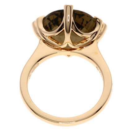 CARTIER Indian Mystery Smoky Quartz Diamond #51 Ring K18 Pink Gold Ladies [Used]