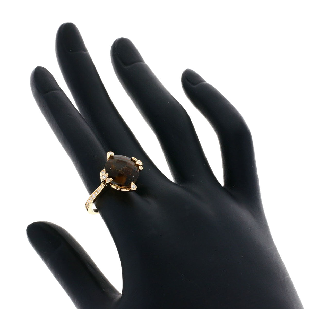 CARTIER Indian Mystery Smoky Quartz Diamond #51 Ring K18 Pink Gold Ladies [Used]