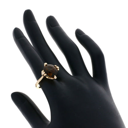 CARTIER Indian Mystery Smoky Quartz Diamond #51 Ring K18 Pink Gold Ladies [Used]