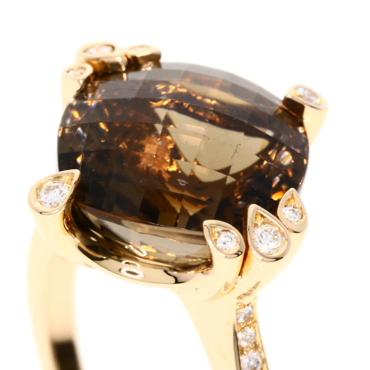 CARTIER Indian Mystery Smoky Quartz Diamond #51 Ring K18 Pink Gold Ladies [Used]
