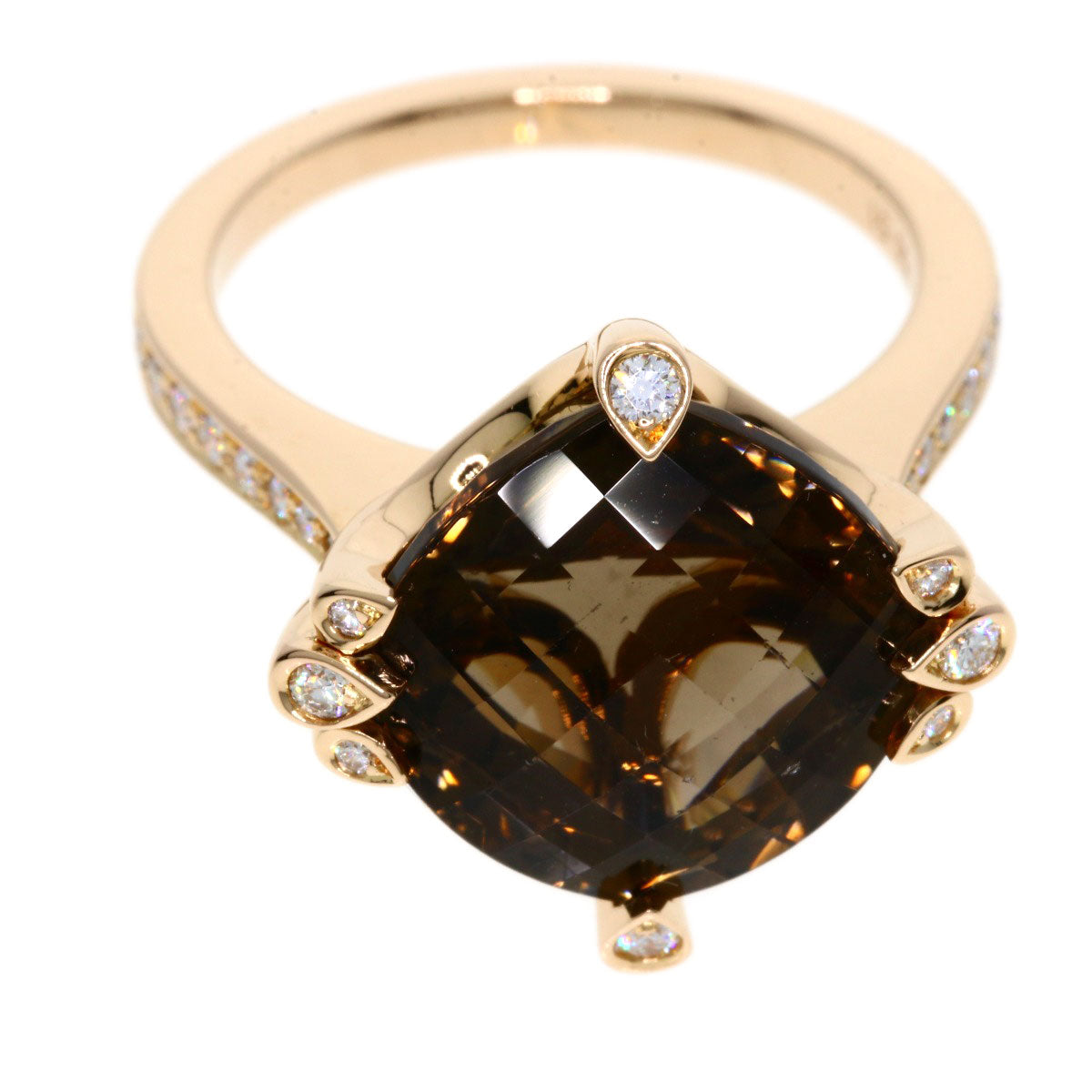 CARTIER Indian Mystery Smoky Quartz Diamond #51 Ring K18 Pink Gold Ladies [Used]