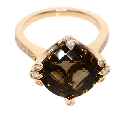 CARTIER Indian Mystery Smoky Quartz Diamond #51 Ring K18 Pink Gold Ladies [Used]