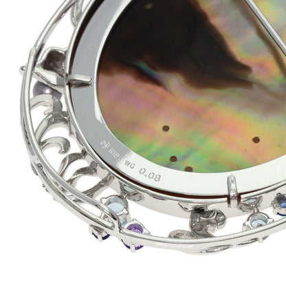 TASAKI Mabe Pearl Pearl Sea Motif Color Stone Brooch K18 White Gold Ladies [Used]