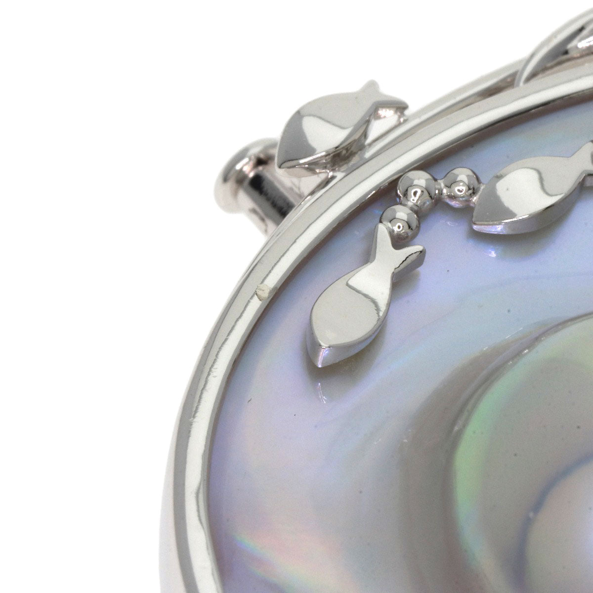 TASAKI Mabe Pearl Pearl Sea Motif Color Stone Brooch K18 White Gold Ladies [Used]