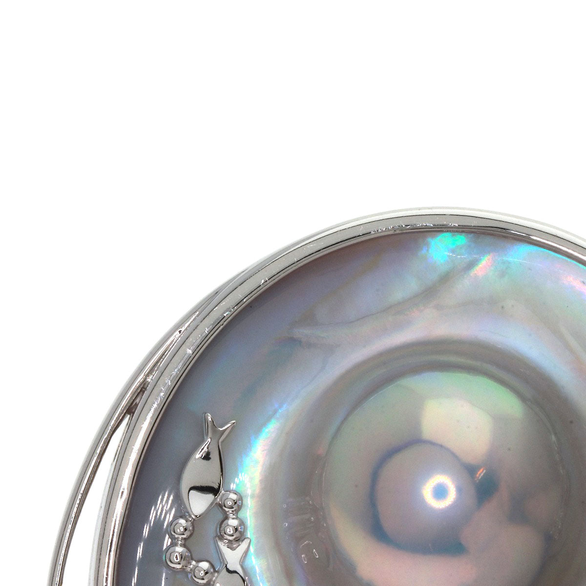 TASAKI Mabe Pearl Pearl Sea Motif Color Stone Brooch K18 White Gold Ladies [Used]