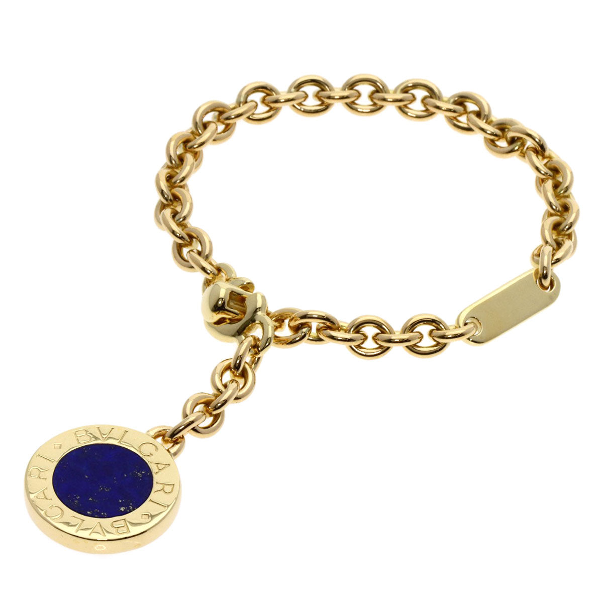 BVLGARI BVLGARI BVLGARI Lapis Lazuli & Azure stone Key Chain key ring K18 Yellow Gold Ladies [Used]