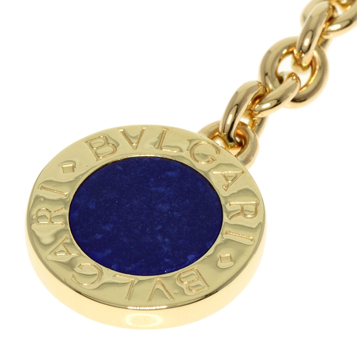 BVLGARI BVLGARI BVLGARI Lapis Lazuli & Azure stone Key Chain key ring K18 Yellow Gold Ladies [Used]