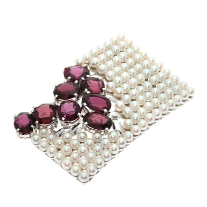 TASAKI Garnet Pearl Pearl Obi Clip Brooch K14 White Gold Ladies [Used]