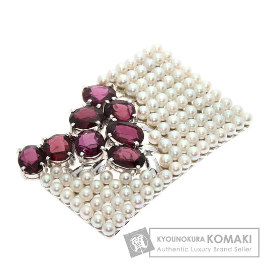 TASAKI Garnet Pearl Pearl Obi Clip Brooch K14 White Gold Ladies [Used]