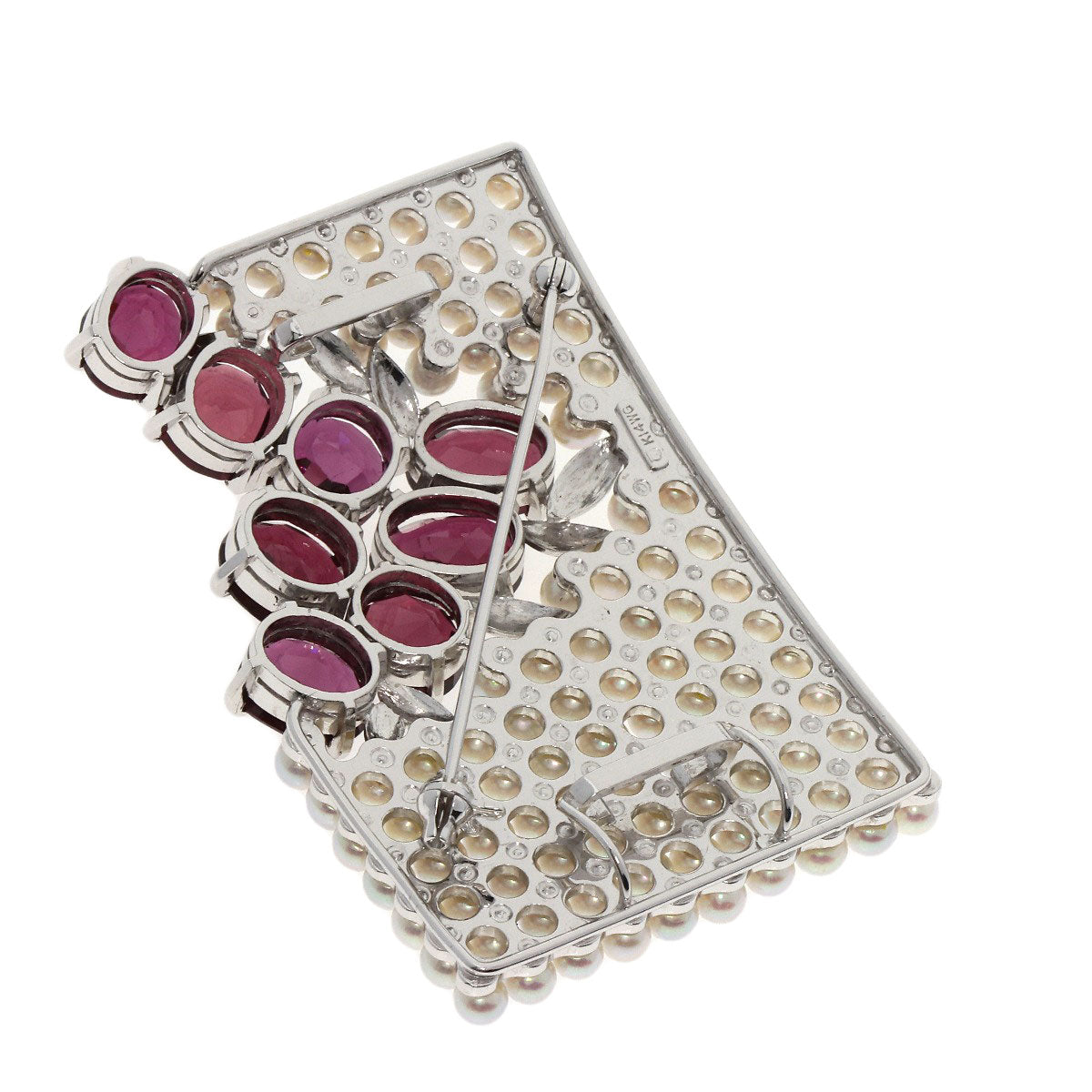 TASAKI Garnet Pearl Pearl Obi Clip Brooch K14 White Gold Ladies [Used]