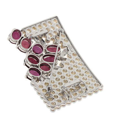 TASAKI Garnet Pearl Pearl Obi Clip Brooch K14 White Gold Ladies [Used]