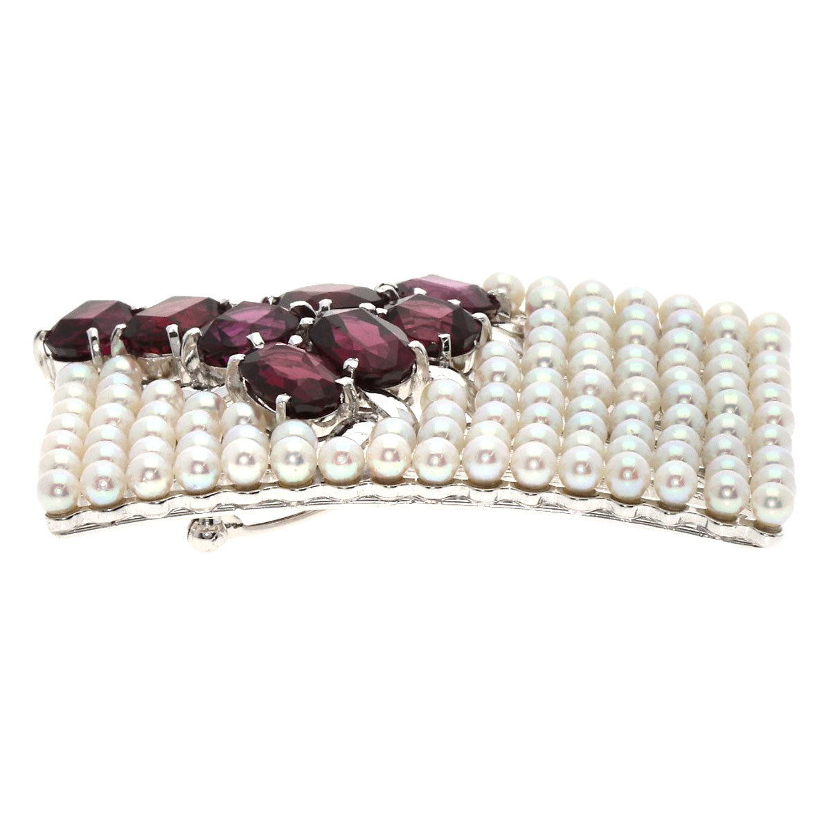 TASAKI Garnet Pearl Pearl Obi Clip Brooch K14 White Gold Ladies [Used]