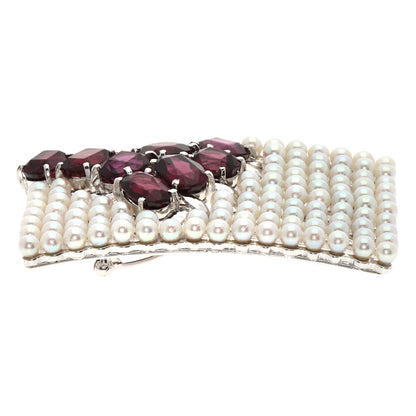 TASAKI Garnet Pearl Pearl Obi Clip Brooch K14 White Gold Ladies [Used]