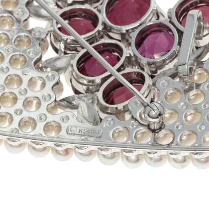 TASAKI Garnet Pearl Pearl Obi Clip Brooch K14 White Gold Ladies [Used]