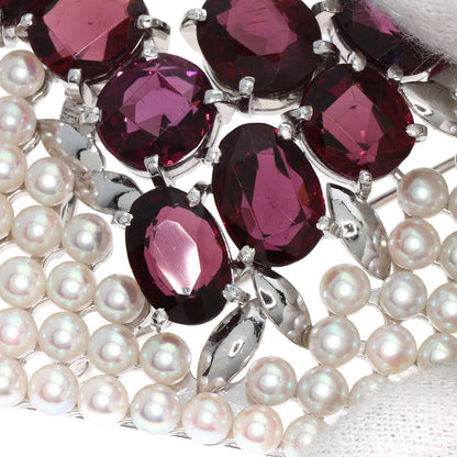 TASAKI Garnet Pearl Pearl Obi Clip Brooch K14 White Gold Ladies [Used]