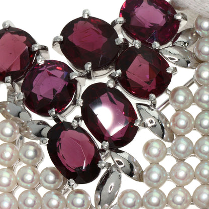 TASAKI Garnet Pearl Pearl Obi Clip Brooch K14 White Gold Ladies [Used]