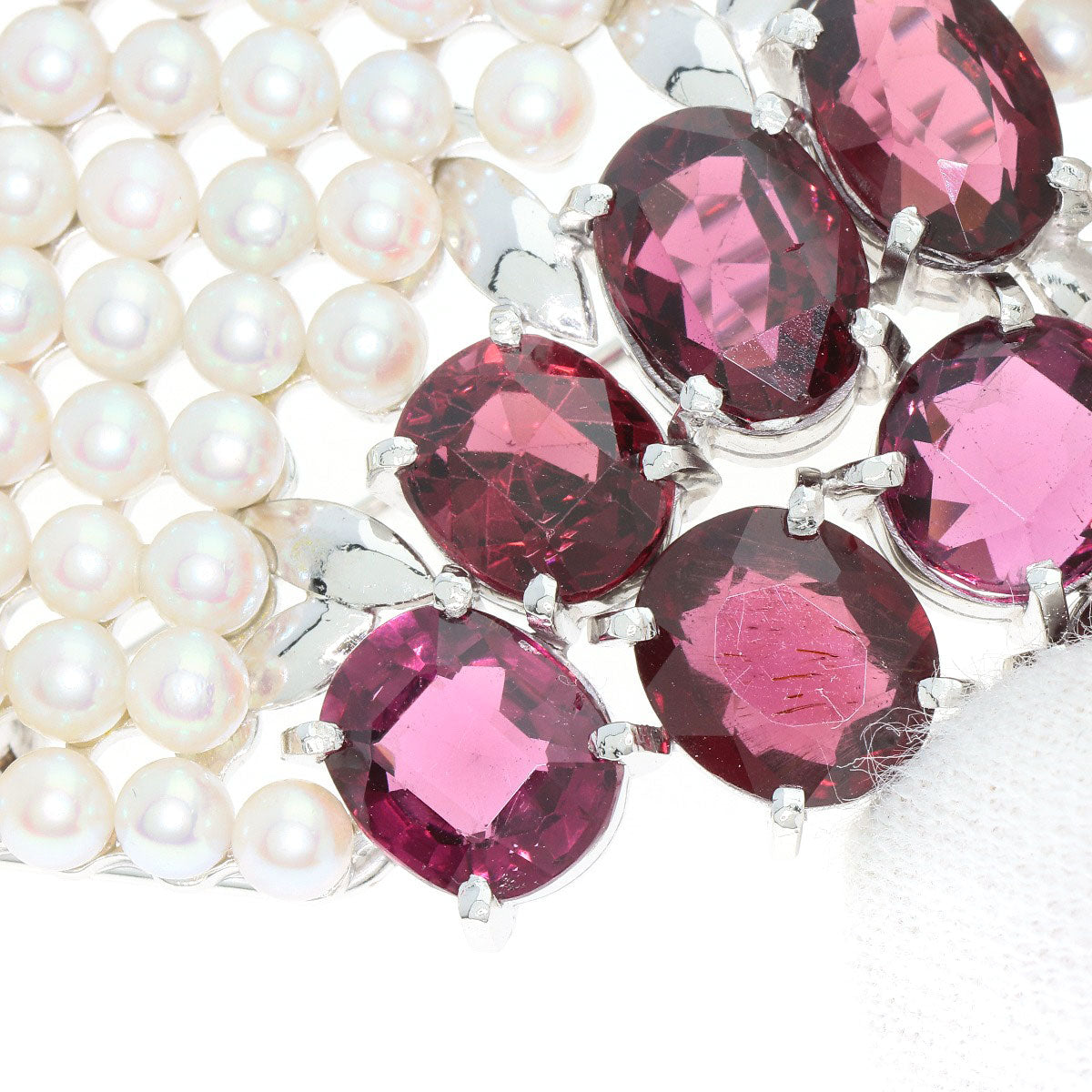 TASAKI Garnet Pearl Pearl Obi Clip Brooch K14 White Gold Ladies [Used]