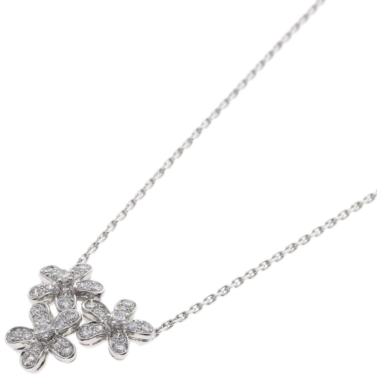 Van Cleef & Arpels Socrates 3 Flower Diamond Necklace K18 White Gold Ladies [Used]