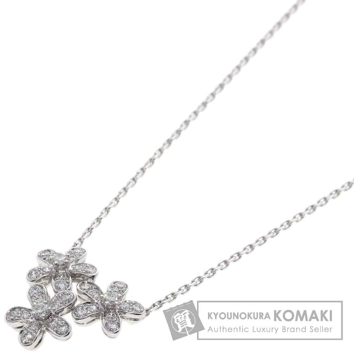 Van Cleef & Arpels Socrates 3 Flower Diamond Necklace K18 White Gold Ladies [Used]