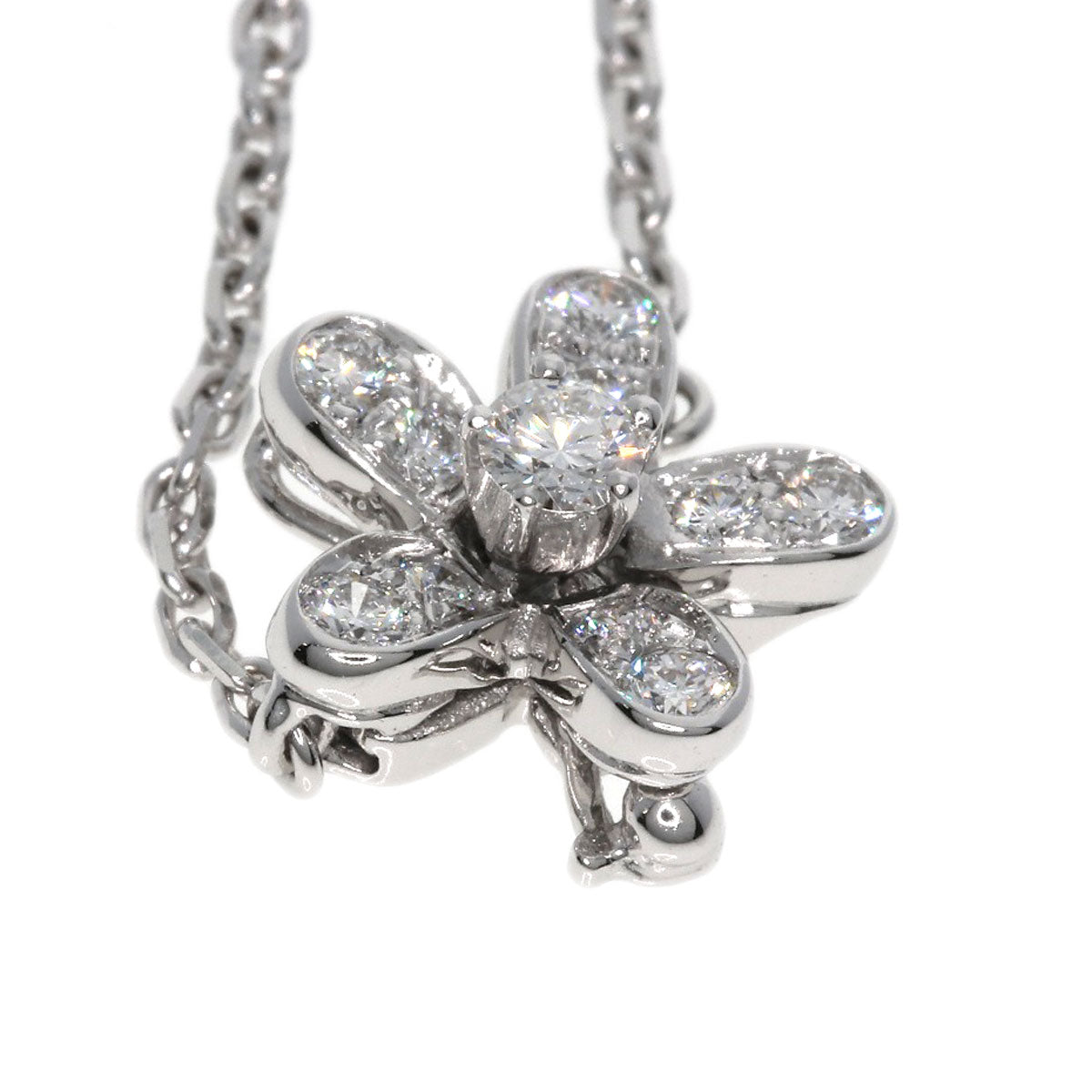 Van Cleef & Arpels Socrates 3 Flower Diamond Necklace K18 White Gold Ladies [Used]
