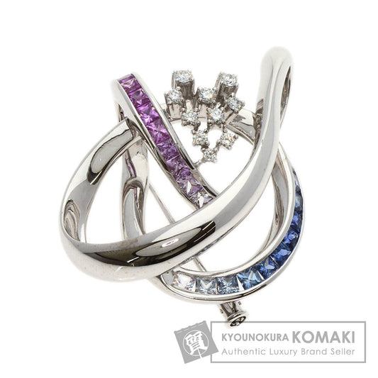 Jeunet Sapphire Diamond Brooch K18 White Gold Ladies [Used]