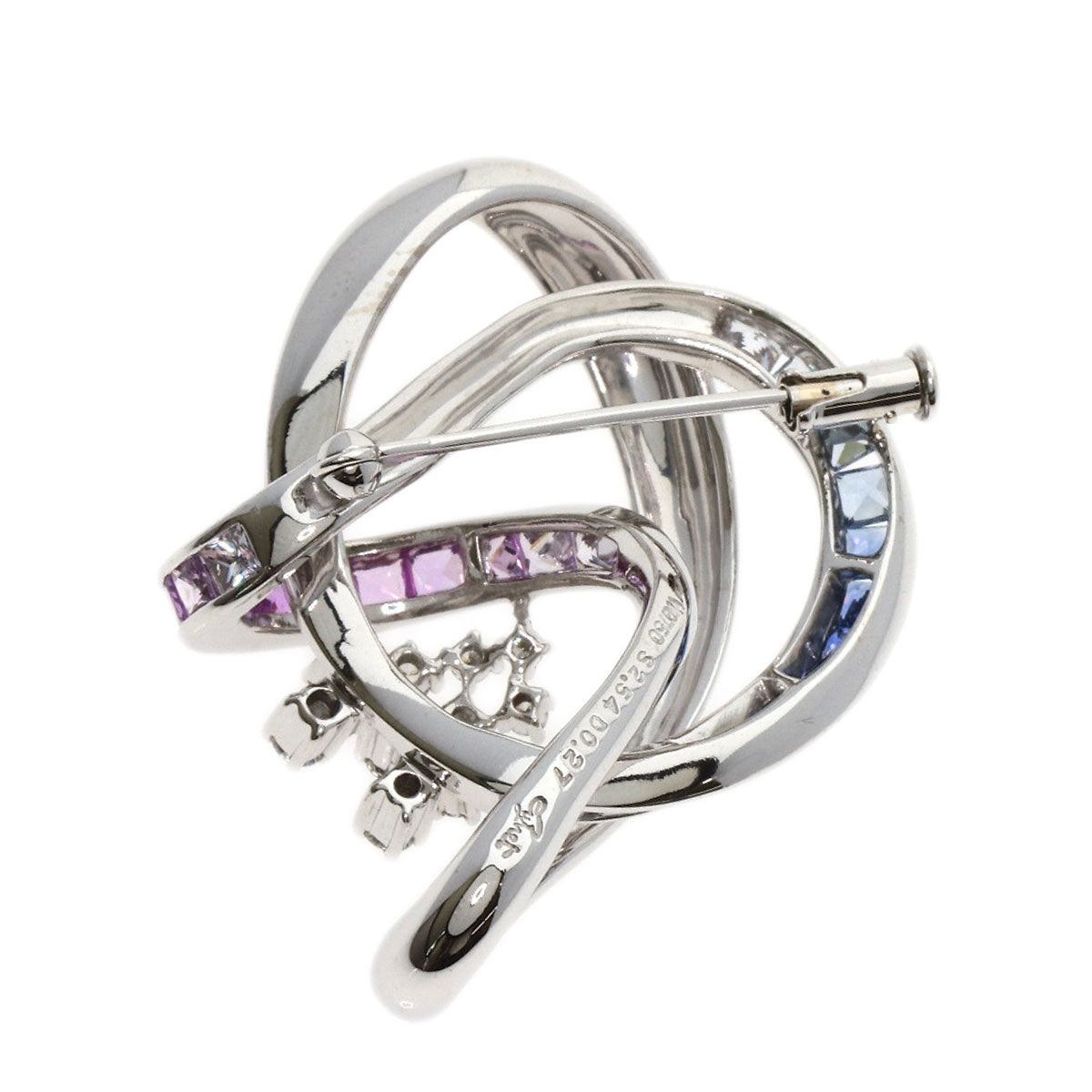 Jeunet Sapphire Diamond Brooch K18 White Gold Ladies [Used]