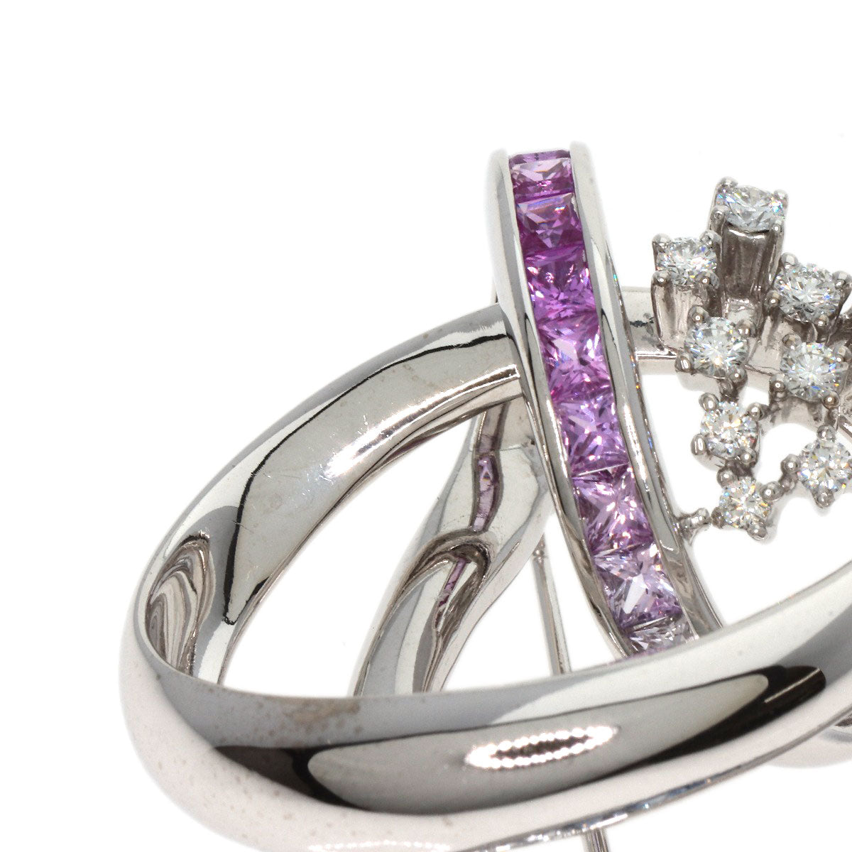 Jeunet Sapphire Diamond Brooch K18 White Gold Ladies [Used]