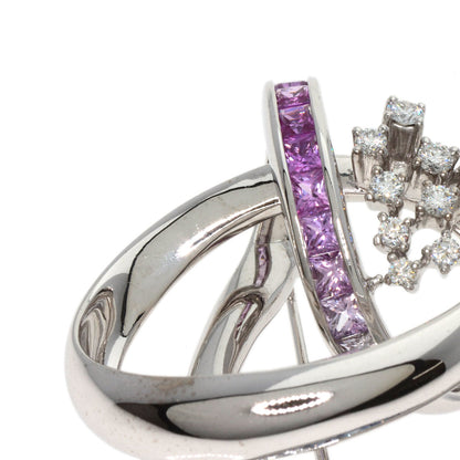 Jeunet Sapphire Diamond Brooch K18 White Gold Ladies [Used]