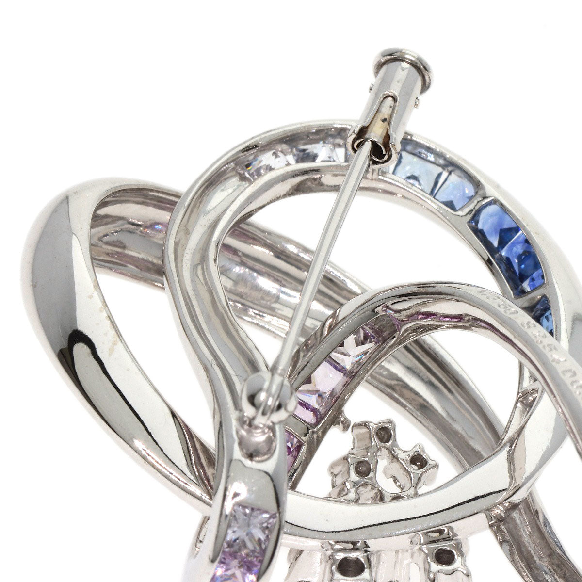 Jeunet Sapphire Diamond Brooch K18 White Gold Ladies [Used]