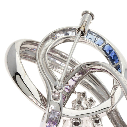 Jeunet Sapphire Diamond Brooch K18 White Gold Ladies [Used]