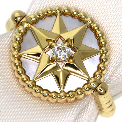 Dior Rose Devane White Shell Diamond #48 Ring K18 Yellow Gold Ladies [Used]