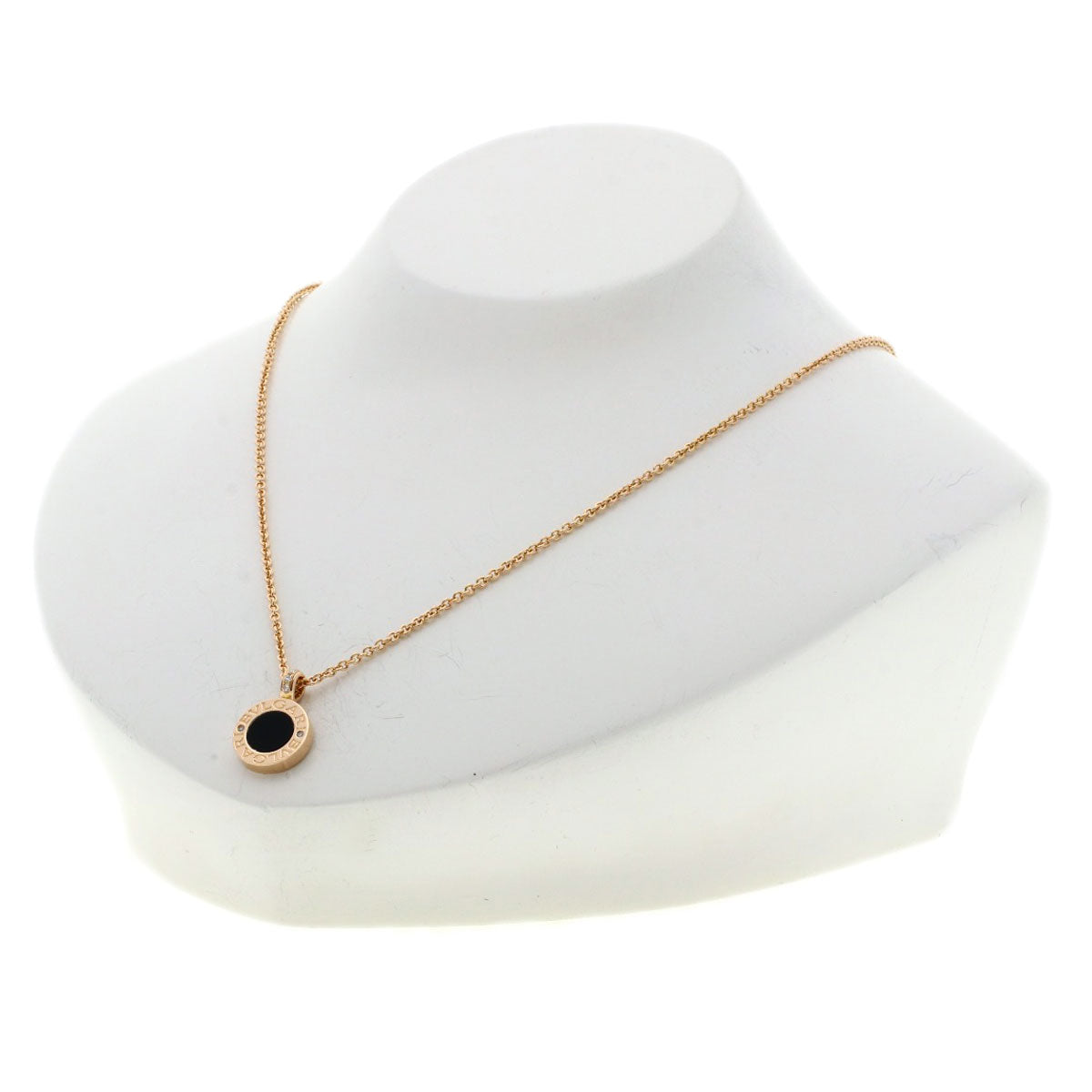 BVLGARI BVLGARI BVLGARI Onyx Shell Diamond Necklace K18 Pink Gold Ladies [Used]