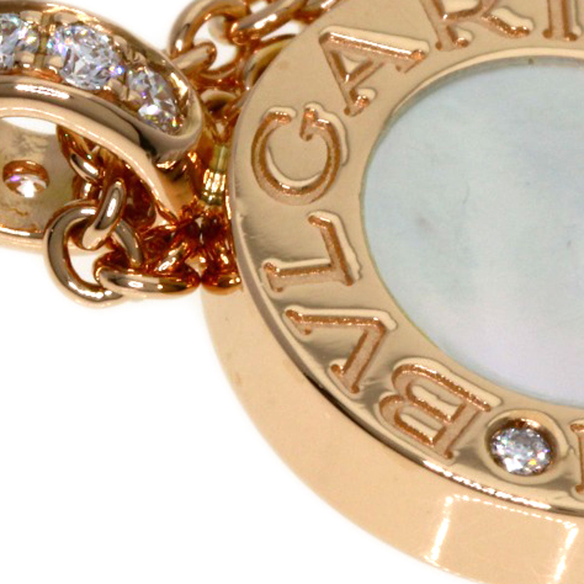 BVLGARI BVLGARI BVLGARI Onyx Shell Diamond Necklace K18 Pink Gold Ladies [Used]