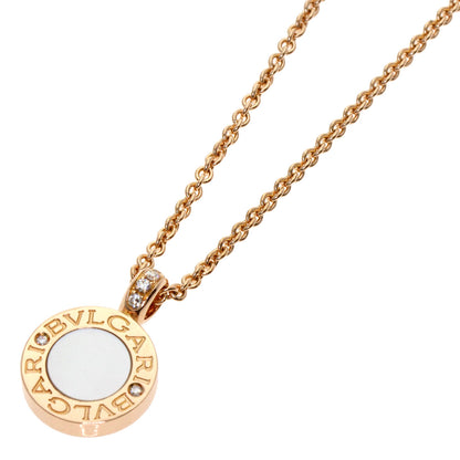 BVLGARI BVLGARI BVLGARI Mother of Pearl Onyx Diamond Necklace K18 Pink Gold Ladies [Used]