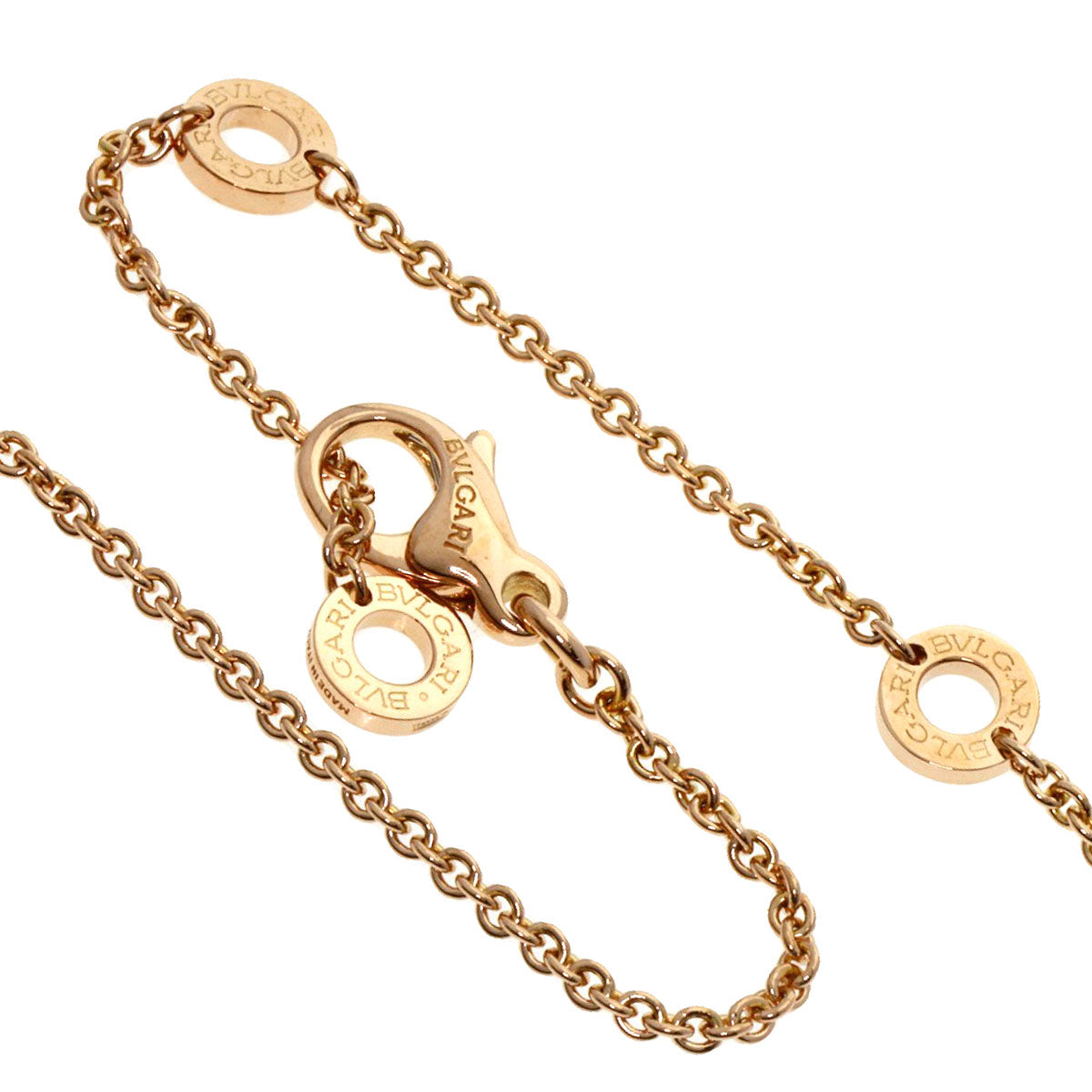 BVLGARI BVLGARI BVLGARI Mother of Pearl Onyx Diamond Necklace K18 Pink Gold Ladies [Used]