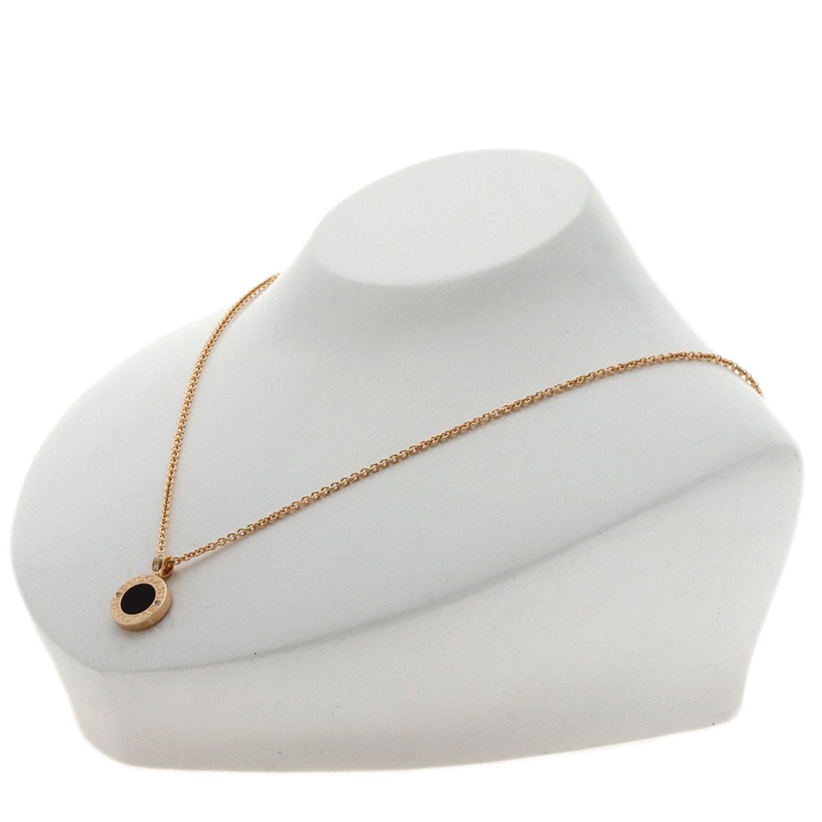 BVLGARI BVLGARI BVLGARI Mother of Pearl Onyx Diamond Necklace K18 Pink Gold Ladies [Used]