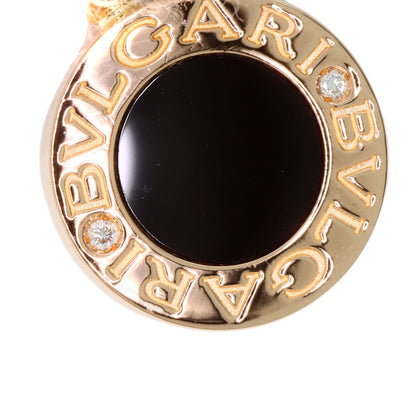 BVLGARI BVLGARI BVLGARI Mother of Pearl Onyx Diamond Necklace K18 Pink Gold Ladies [Used]