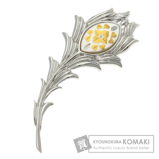 MIKIMOTO Pikwe Feather Brooch K18 White Gold Ladies [Used]