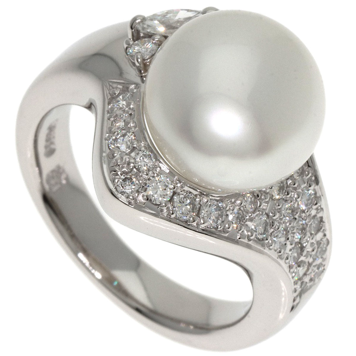 Pearl Pearl Diamond Okina Jun Ring Platinum PT900 13.6g　Ladies