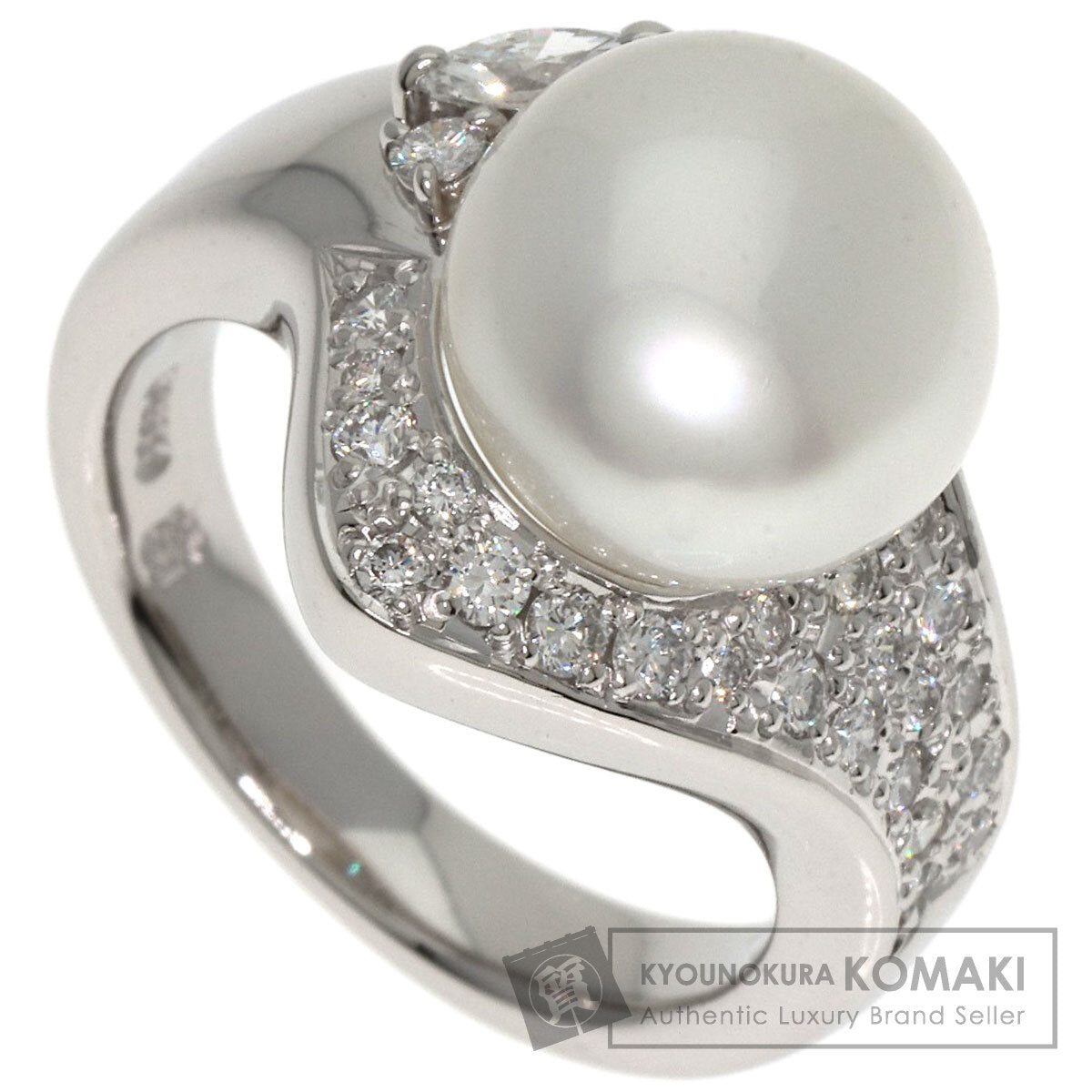 Pearl Pearl Diamond Okina Jun Ring Platinum PT900 13.6g　Ladies