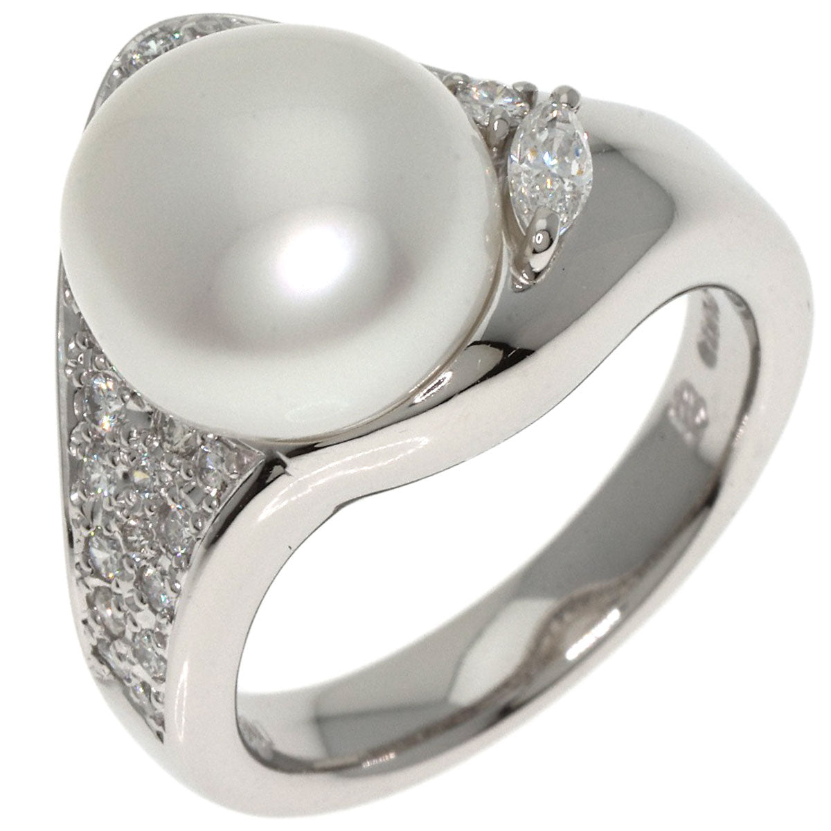 Pearl Pearl Diamond Okina Jun Ring Platinum PT900 13.6g　Ladies