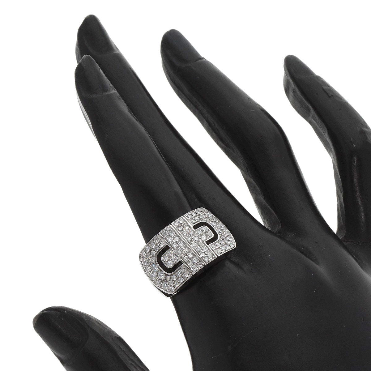 BVLGARI Parentesi Pavé Diamond Ring K18 White Gold Ladies [Used]